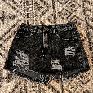 Black ripped jean shorts